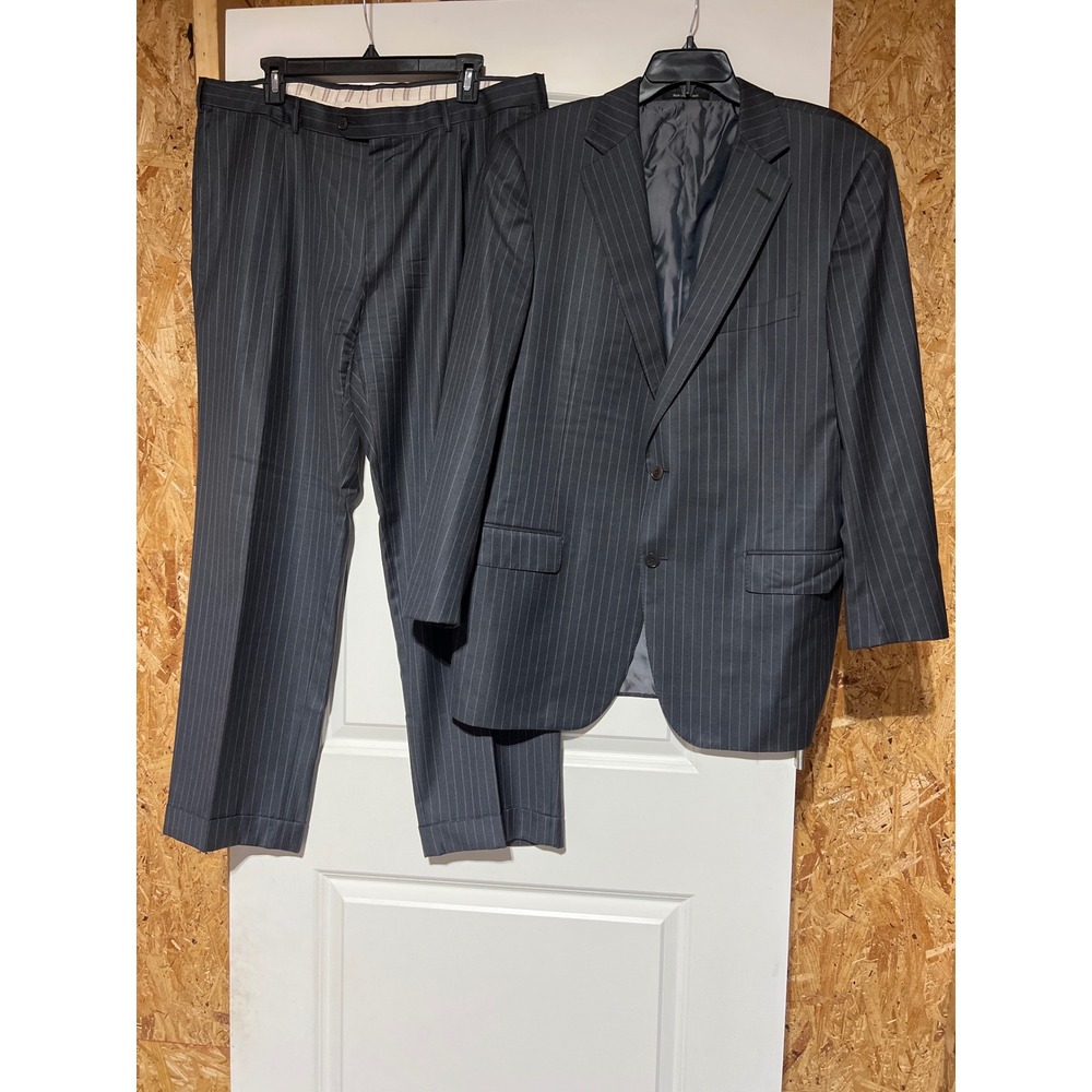 Ermenegildo Zegna Mens Charcoal Pinstripe 2-Piece Wool Suit 56R Italy 45C 39W